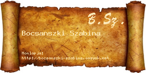 Bocsanszki Szabina névjegykártya